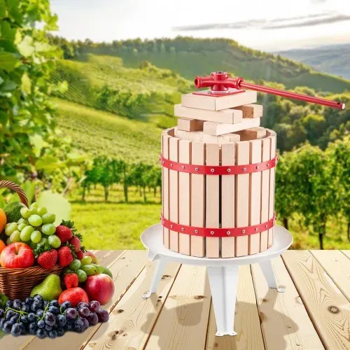 VEVOR Obstweinpresse Obstmühle (12 L) mit Massivholzkorb mit 8 Blöcken, robuster manueller Entsafter, Apfelweinpresse Apfelpresse Traubenpresse Olivenölpresse mit Griff Saftpresse für Küche – Bild 7