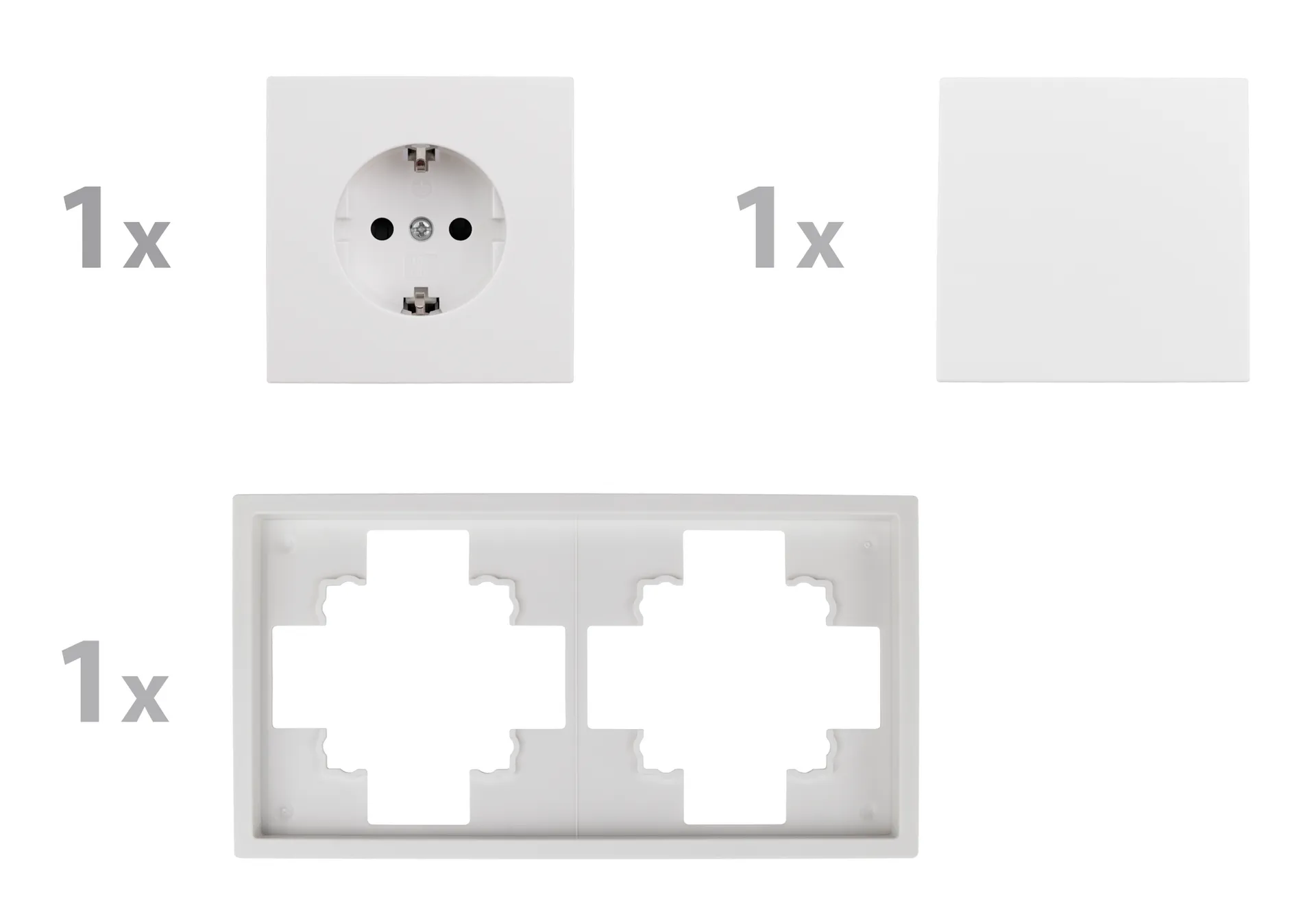 Schalter und Steckdosen Set McPower Shallow ''Tür 2-fach Profi'' 3-teilig, Steckanschluss – Bild 2