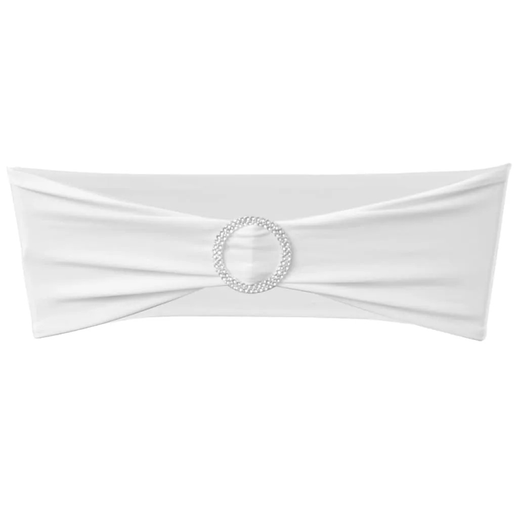 vidaXL 25 x Stuhlschleifen Stretch Schleifenbänder + Diamant Schnalle weiß – Bild 2