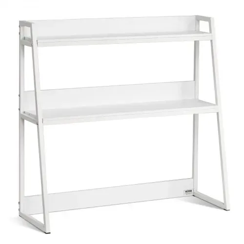 VEVOR Schreibtisch Bücherregal 2-stufiger Organizer (95 x 32 x 90 cm) Tischregale Organizer Ausstellungsregal aus Spanplatten + Melaminpapier + Q195A, Regal mit rutschfesten Füßen, Büro Weiß – Bild 10