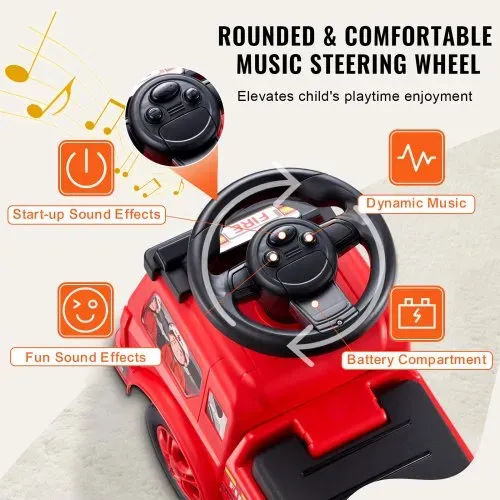 VEVOR Aufsitzauto für Kleinkinder, Alter 1–3, Ride Racer, Aufsitzspielzeug für Kleinkinder zum Sitzen und Stehen, klassisches Aufsitzauto für Kinder mit Musiklenkrad und Stauraum unter dem Sitz, Aufsitzspielzeug für Jungen und Mädchen, rot – Bild 3