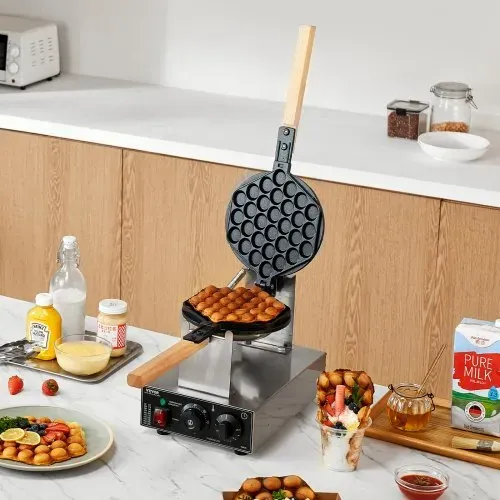 VEVOR kommerzieller Bubble-Waffelmaker Eierpfannkuchenmaschine 1400 W, Waffel Maker aus Edelstahl mit antihaftbeschichteter Backfläche, Temperatur- und Zeitregelung, für Restaurant Bäckerei Snackbar – Bild 7