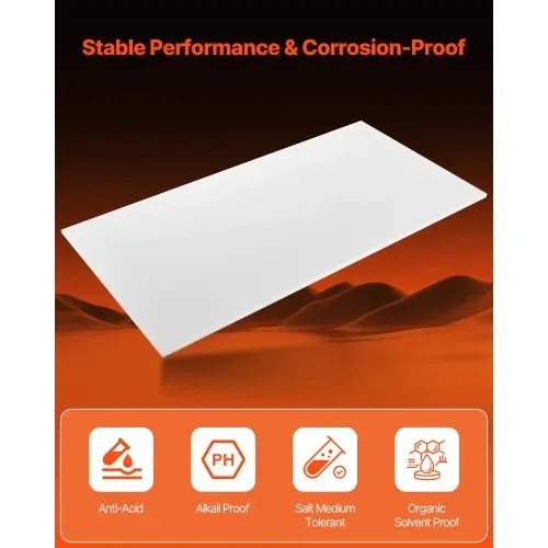 VEVOR HDPE Kunststoffplatte, 1 Stk. hochdichte Polyethylenplatten, 1219x610 mm, 13 mm dick, anpassbare Platten, ideal für Heimwerkerarbeiten, schwere Industriegeräte, weiß – Bild 3