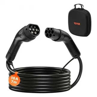 VEVOR EV Ladekabel, 16 A, 7 m, max. 11 kW, Verlängerungskabel, kompatibel mit Typ-2-Ladegeräten für Elektrofahrzeuge, 3-Phasen-Wechselstrom, 480 V, 50 Hz, IP65, Autoladekabel mit Tragetasche VEVOR EV Ladekabel, 16 A, 7 m, max. 11 kW, Verlängerungskabel, kompatibel mit Typ-2-Ladegeräten für Elektrofahrzeuge, 3-Phasen-Wechselstrom, 480 V, 50 Hz, IP65, Autoladekabel mit Tragetasche