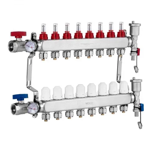 VEVOR 8-Zweig-Wärmeverteilungsverteiler, 1/2-Zoll-PEX-Rohrverteiler, Edelstahl-PEX-Verteiler für hydronische Fußbodenheizung, Wärmeverteilungs-PEX-Verteilersatz mit 1/2-Zoll-Adaptern im Lieferumfang enthalten – Bild 8