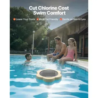 VEVOR Solar-Poolionisator 170343 L, Schwimmender Automatischer Wasserreiniger und -filter, Chlorfreies Wasser, Poolionisator (Blütenblattdesign) mit Kupferanode & Feder & Bürste & Filter für Spas VEVOR Solar-Poolionisator 170343 L, Schwimmender Automatischer Wasserreiniger und -filter, Chlorfreies Wasser, Poolionisator (Blütenblattdesign) mit Kupferanode & Feder & Bürste & Filter für Spas
