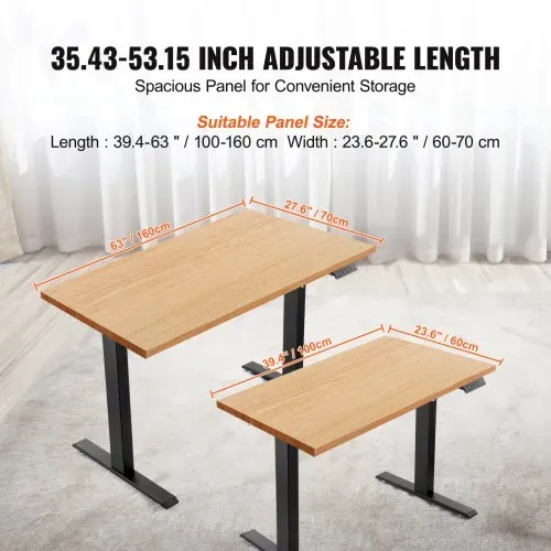 VEVOR Schreibtisch Gestell, verstellbare Höhe 70-117 cm und Länge 90-135 cm, elektrisches Tischgestell, ergonomische DIY-Arbeitsplatzbasis für Zuhause und das Büro (nur schwarzer Rahmen) – Bild 2