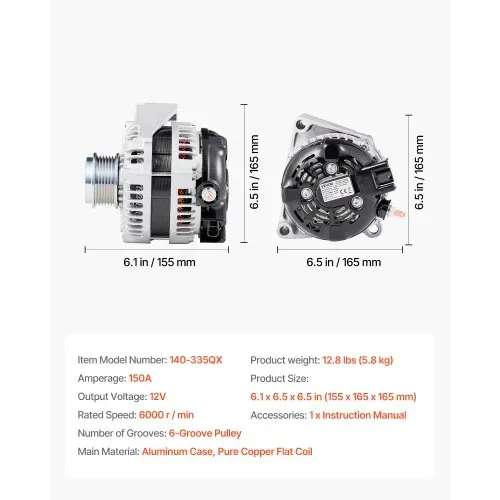 VEVOR Autolichtmaschine 84143543, für Chevy Express 2500 V6 4,3 l, V8 6,0 l 2018–2019, GMC Sierra 1500 2014–2016, Yukon 2015–2019, Kfz-Ersatzlichtmaschine 104211-8340, 22747894, TN1042119110 – Bild 6