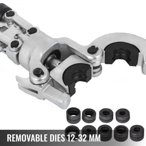 VEVOR Presszange 12-28 mm Typ V, Crimpzange Presszange 6 T Presskraft, Rohrpresszange 16-32 mm Typ TH, Hydraulische Presszange mit Gummigriff, 360°-Schwenkkopf, für PEX-Rohre, PB-Rohre, Kupferrohre – Bild 3