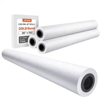 VEVOR Großformatpapier Plotterpapier 45,7 m x 915 mm 4 Rollen CAD-Bond-Rollen mit 50,8 mm Kern, Zeichenrollen für CAD-Zeichnungen, technische Pläne, GIS-Karten und Architekturentwürfe Weiß VEVOR Großformatpapier Plotterpapier 45,7 m x 915 mm 4 Rollen CAD-Bond-Rollen mit 50,8 mm Kern, Zeichenrollen für CAD-Zeichnungen, technische Pläne, GIS-Karten und Architekturentwürfe Weiß