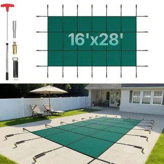 VEVOR Rechteckige Sicherheitsnetz-Schwimmbadabdeckung 4,27 x 7,9 m Grün Winter Outdoor VEVOR Rechteckige Sicherheitsnetz-Schwimmbadabdeckung 4,27 x 7,9 m Grün Winter Outdoor