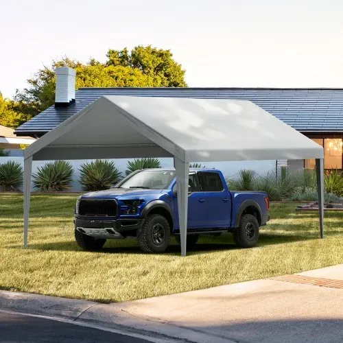 VEVOR Garagenzelt, 3,6 x 6 m, Garagendachzelt, Unterstandplane, wasserdicht und UV-geschützt, einfache Installation mit Spanngurten, grau (nur Dachabdeckung, Rahmen nicht im Lieferumfang enthalten) – Bild 7
