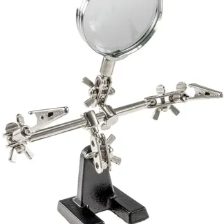 Dritte Hand mit Lupe und Klemmen Löthilfe mit Gussfuss, 2,5x Vergrößerung Dritte Hand mit Lupe und Klemmen Löthilfe mit Gussfuss, 2,5x Vergrößerung