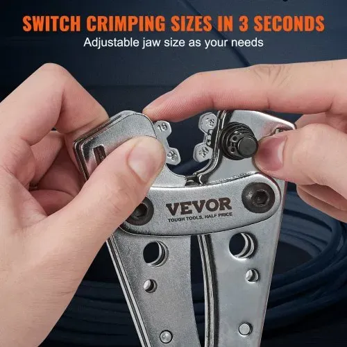 VEVOR Crimpzange Kabelschuhzange 6-50 mm², Batteriekabel-Crimpzange Batterieklemmen-Crimper, Crimpwerkzeug mit 6 Größen & 48 Kupferringverbinder, Kupferringklemmen-Crimpzange Kabelschneider – Bild 4