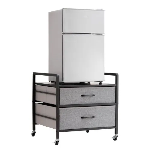 VEVOR Mini-Kühlschrankständer auf Rollen Kühlschrankhalter mit 80 kg Tragkraft, Mini-Kühlschranktisch mit 2 Schubladen & 4 Lenkrollen, mobiles Kühlschrankregal für Wohnheim Wohnung Büro Grau VEVOR Mini-Kühlschrankständer auf Rollen Kühlschrankhalter mit 80 kg Tragkraft, Mini-Kühlschranktisch mit 2 Schubladen & 4 Lenkrollen, mobiles Kühlschrankregal für Wohnheim Wohnung Büro Grau