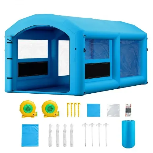 VEVOR Aufblasbare Lackierkabine 6x3x2,5 m Spritzkabine Lackierzelt Blau, mit 550-W- & 750-W-Gebläsen Aktivkohlefiltration PVC-Fenster für ATV Motorrad Mittelgroße Möbelstücke Tragbar – Bild 8