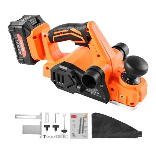 VEVOR Akku-Hobel, 82 mm Schnittbreite, 15000 U/min Elektrohobel für Holz mit 4,0 Ah 18 V Lithium-Akku, bürstenlosem Motor, einstellbarer Schnitttiefe, Staubfangbeutel, für die Holzbearbeitung – Bild 8
