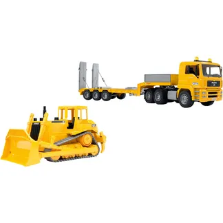 MAN TGA Tieflader mit Cat Bulldozer, Modellfahrzeug MAN TGA Tieflader mit Cat Bulldozer, Modellfahrzeug