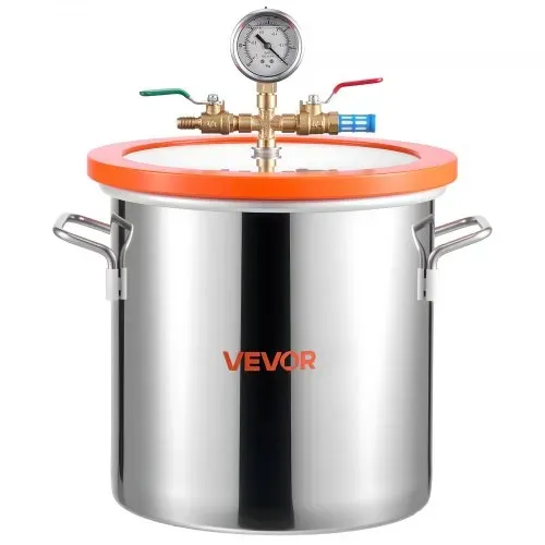 VEVOR Vakuumpumpe mit 11,4 L Vakuumkammer, 3,5 CFM 99 L/min, 1-stufige Unterdruckpumpe 180 W, Vacuum Pump Kit, 1,5 m Schlauch, zur Stabilisierung von Holz und Entgasung von Silikonharz – Bild 8