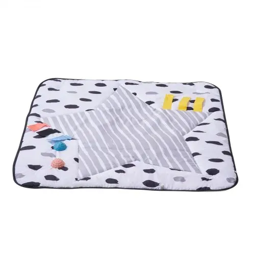 VEVOR Spielmatte 875x875x440 mm, Erlebnisdecke mit 6 sensorischen Spielzeugen, 2 Touch-Bällen & weichem Stoff zur Entwicklung sensorischer & motorischer Fähigkeiten, für 0–18 Monaten Kinder – Bild 9