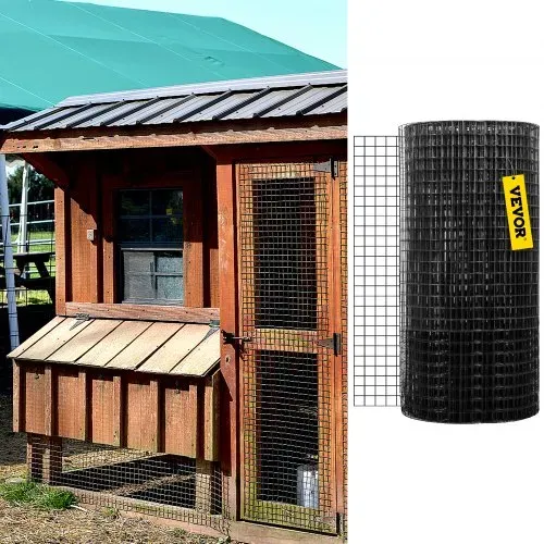 VEVOR Volierendraht 91 x 1524 cm, Maschendraht, verzinkter mit Vinyl beschichteter 16-Gauge-Draht mit einer Schneidezange und einem Paar Stoffhandschuhen, für Gartenzäune und Haustiergehege, schwarz – Bild 7