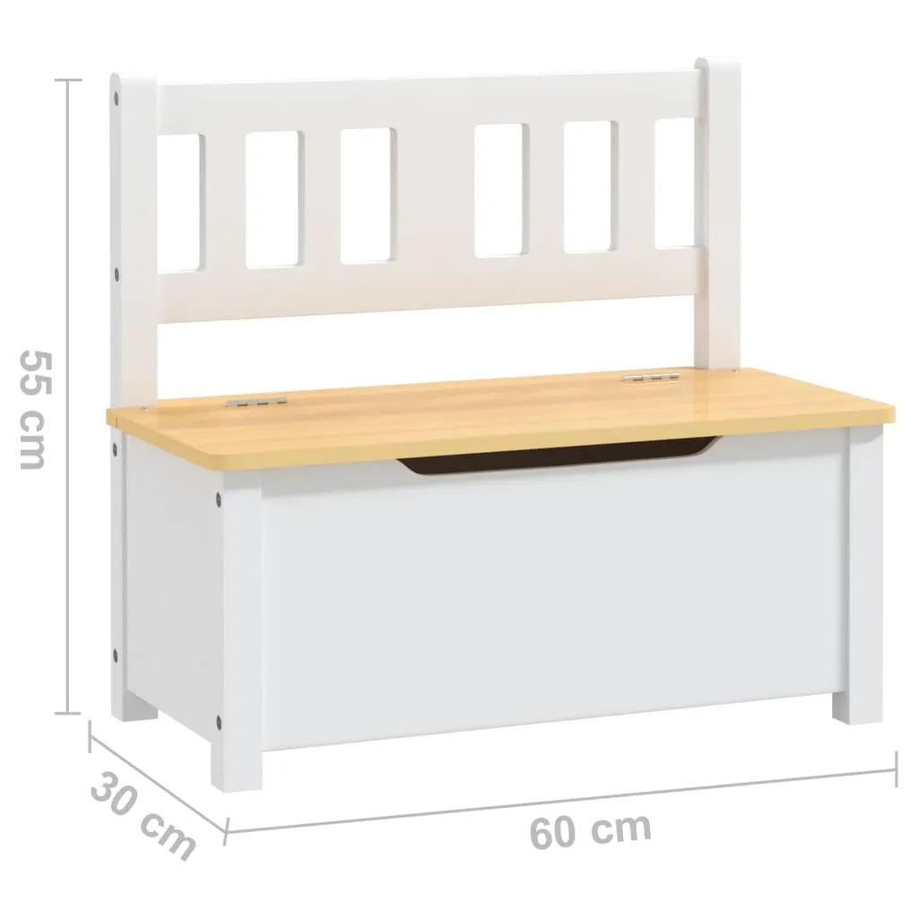 vidaXL Kinderbank mit Stauraum Weiß und Beige 60x30x55 cm MDF – Bild 7