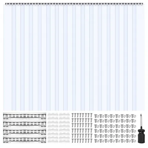 VEVOR Streifenvorhang, 16 Stück, 243 cm Höhe, 243 cm Breite, 2 cm Dicke, klare, glatte Kunststoff-Türstreifen mit 50 % Überlappung, PVC-Streifentürvorhang, Gefriervorhang für Lagerhallen, begehbare Gefrierschränke, Kühlschränke VEVOR Streifenvorhang, 16 Stück, 243 cm Höhe, 243 cm Breite, 2 cm Dicke, klare, glatte Kunststoff-Türstreifen mit 50 % Überlappung, PVC-Streifentürvorhang, Gefriervorhang für Lagerhallen, begehbare Gefrierschränke, Kühlschränke