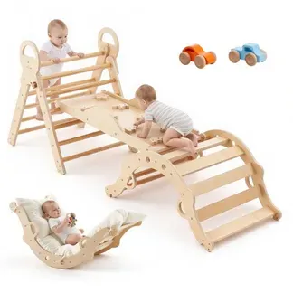 VEVOR Kletterdreieck, 9-in-1 Kletterspielzeug, mit Holzautos, Kissen, Kletterdreieck, Rutsche & Kletterbogen, bis 68 kg Belastbar, Montessori Indoor Spielset für Kinder im Alter von 1 bis 3 Jahren VEVOR Kletterdreieck, 9-in-1 Kletterspielzeug, mit Holzautos, Kissen, Kletterdreieck, Rutsche & Kletterbogen, bis 68 kg Belastbar, Montessori Indoor Spielset für Kinder im Alter von 1 bis 3 Jahren