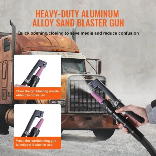 VEVOR Mobiles Sandstrahlgerät 37 L Sandstrahlanlage 2,3 m Arbeitsschlauch Sandstrahler 60–110 PSI Arbeitsdruck ideal zum Entfernen von Rost, Farbe, Flecken und das Polieren großer Flächen – Bild 3