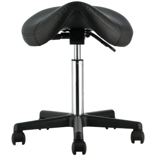 VEVOR Sattelhocker mit Rädern, 181 kg Gewichtskapazität, Ergonomischer Rollsattelhocker, Höhenverstellbar, Verdicktes PU-Leder, Drehsattelhocker, Stuhl für Salon, Spa, Klinik, Schwarz – Bild 8