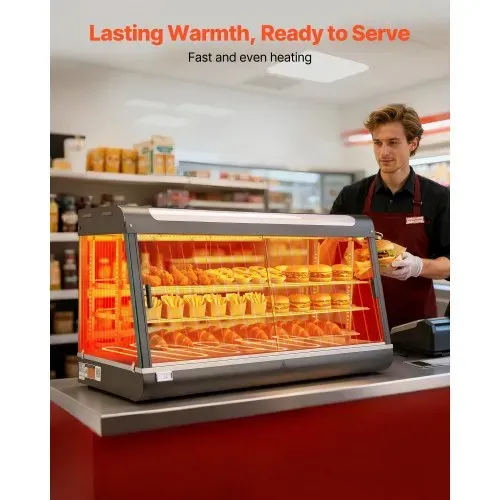 VEVOR 3-stöckige Wärmetheke 180 L, Warmhaltevitrine 1600 W, Warmhaltetheke 30–85 °C, Speisenwärmer mit LED-Beleuchtung & Verstellbaren Ablagen, Speisevitrine für Hamburger Pizza Brot Brathähnchen VEVOR 3-stöckige Wärmetheke 180 L, Warmhaltevitrine 1600 W, Warmhaltetheke 30–85 °C, Speisenwärmer mit LED-Beleuchtung & Verstellbaren Ablagen, Speisevitrine für Hamburger Pizza Brot Brathähnchen