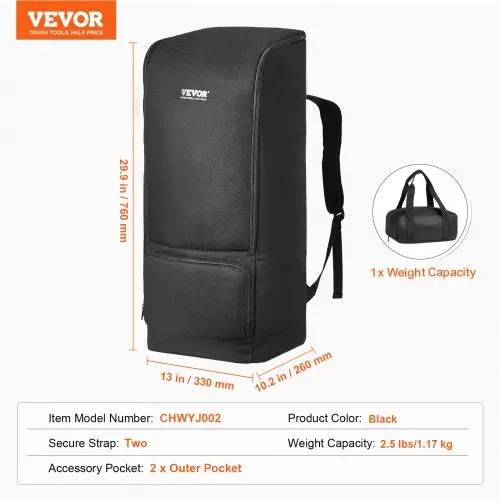 VEVOR Teleskoptasche, 76cm, Teleskop-Transporttasche mit sicherem Gurt, Taschen und bequemen Schultergurten, stoßdämpfende Teleskop-Tragetasche für optisches Rohr und Stativ, Gegengewichtstasche – Bild 6