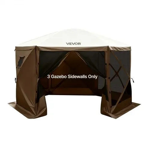 VEVOR 3x Seitenwände für Pavillon Seitenteile, 1,73 x 1,48 m, Wasserfeste Seitenplanen mit Sonnenschutz PU-Beschichtung, Seitenwand inkl. 1 Fenster für Faltpavillon Partyzelt Outdoor-Events, Braun – Bild 9