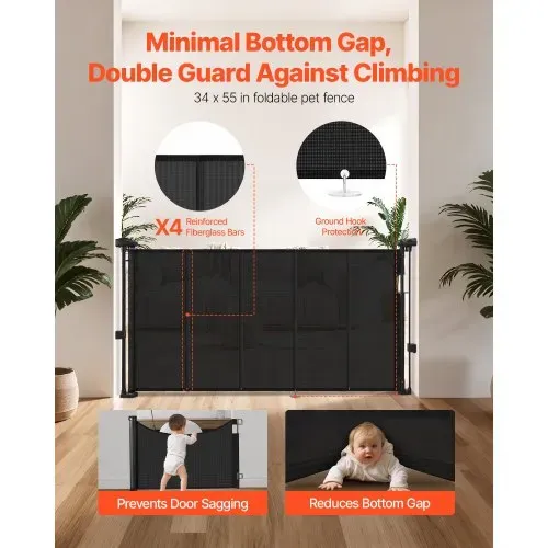VEVOR einziehbares Babygitter (87 cm hoch ausziehbar bis 1400 mm breit) ausziehbares Gitter für Kinder Haustiere, Netzmaterial, Treppenschutzgitter für Innentreppen Türen Flure Spielzimmer, Schwarz VEVOR einziehbares Babygitter (87 cm hoch ausziehbar bis 1400 mm breit) ausziehbares Gitter für Kinder Haustiere, Netzmaterial, Treppenschutzgitter für Innentreppen Türen Flure Spielzimmer, Schwarz