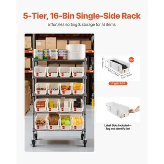 VEVOR Standregal, Lagerregal mit 5 Ebenen & 16 Stapelboxen, Bücherregal Küchenregal mit Rollen, Fahrregal für Garage, Lager, Büro, Restaurant, Klassenzimmer, Küche, 610x355x1065 mm VEVOR Standregal, Lagerregal mit 5 Ebenen & 16 Stapelboxen, Bücherregal Küchenregal mit Rollen, Fahrregal für Garage, Lager, Büro, Restaurant, Klassenzimmer, Küche, 610x355x1065 mm