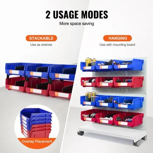 VEVOR 6er-Set Sichtlagerboxen Stapelboxen Stapelkisten Lagerkästen Blau/Rot – Bild 2