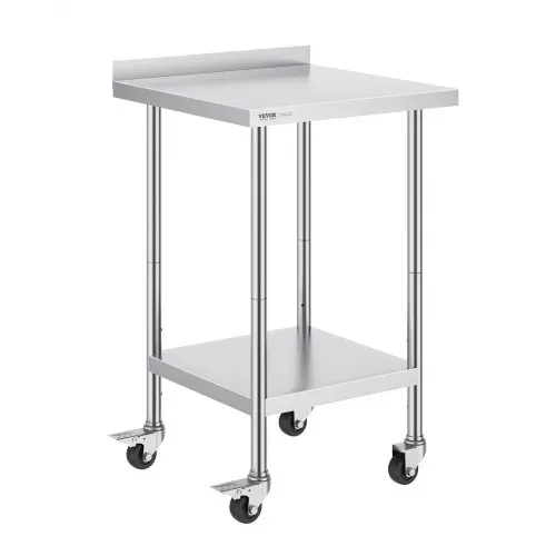 VEVOR Edelstahl-Arbeitstisch, kommerzieller Lebensmittelzubereitungs-Arbeitstisch mit Rollen, Vorbereitungs-Arbeitstisch, Arbeitstisch mit einstellbarer Höhe für Restaurant 610 x 610 x 1005,6 mm – Bild 9