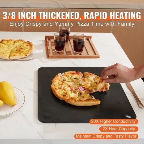 VEVOR Pizzastein Pizzastahl 406 x 368 x 10 mm, Pizzastahlplatte für den Ofen, Vorgewürzter Pizza-Backstein aus Q235-Kohlenstoffstahl mit Höherer Leitfähigkeit für Restaurants, Cafés, Straßenläden – Bild 2