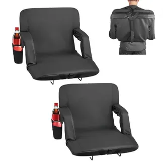VEVOR 2 x Stadionsitz Sitzkissen mit 6 einstellbaren Winkeln, gepolsterter Stadionstuhl (635 mm breit) mit Armlehne & Rückenlehne & Getränkehalter, Tribünensitz für Picknicks Strandsport Gaming VEVOR 2 x Stadionsitz Sitzkissen mit 6 einstellbaren Winkeln, gepolsterter Stadionstuhl (635 mm breit) mit Armlehne & Rückenlehne & Getränkehalter, Tribünensitz für Picknicks Strandsport Gaming