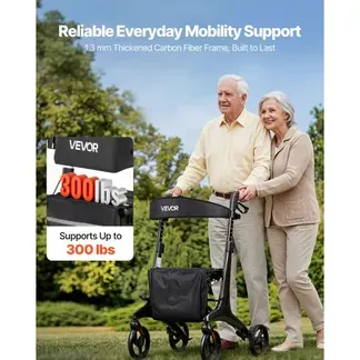 VEVOR Rollator Faltbar mit Sitz, Leichter Gehwagen mit 8 Zoll Reifen, Gehhilfe bis 136kg mit Rückenlehne Tasche Gehstockhalter, Höheverstellbare Laufhilfe mit Feststellfunktion für Senioren, Schwarz VEVOR Rollator Faltbar mit Sitz, Leichter Gehwagen mit 8 Zoll Reifen, Gehhilfe bis 136kg mit Rückenlehne Tasche Gehstockhalter, Höheverstellbare Laufhilfe mit Feststellfunktion für Senioren, Schwarz