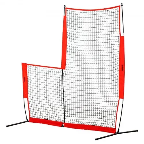 VEVOR L-Typ für Schlägerkäfig 240 x 106 x 214 cm Baseball- und Softball-Sicherheitsschirm Körperschutz Tragbarer Schlagschirm mit Tragetasche & Bodenpfählen, Outdoor Baseball-Pitching-Netz Rot – Bild 9