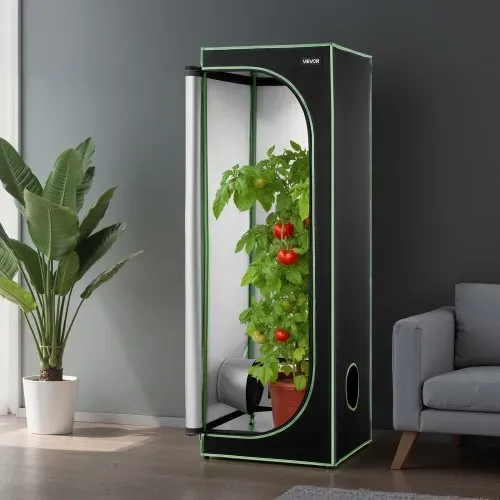 VEVOR Growzelt, 60x60x80 cm, Growbox 600D hochreflektierendes Mylar, Indoor-Pflanzenzelt mit Beobachtungsfenster, Bodenwanne & Reißverschluss, Gewächshaus Zuchtzelte für Obst, Blumen & Gemüse – Bild 7