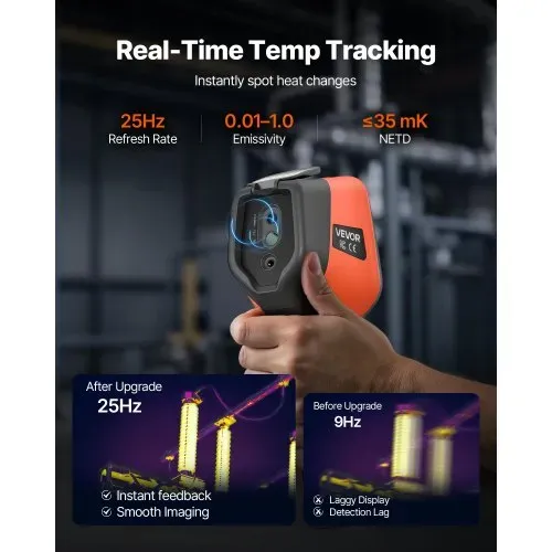 VEVOR Wärmebildkamera, 256 x 192 IR-Auflösung, Wärmebildgerät mit 2 MP visueller Kamera, 25 Hz Bildwiederholrate Infrarot-Imager mit 3,5 Zoll Touchscreen, -20 °C bis 550 °C, WLAN-Unterstützung – Bild 3