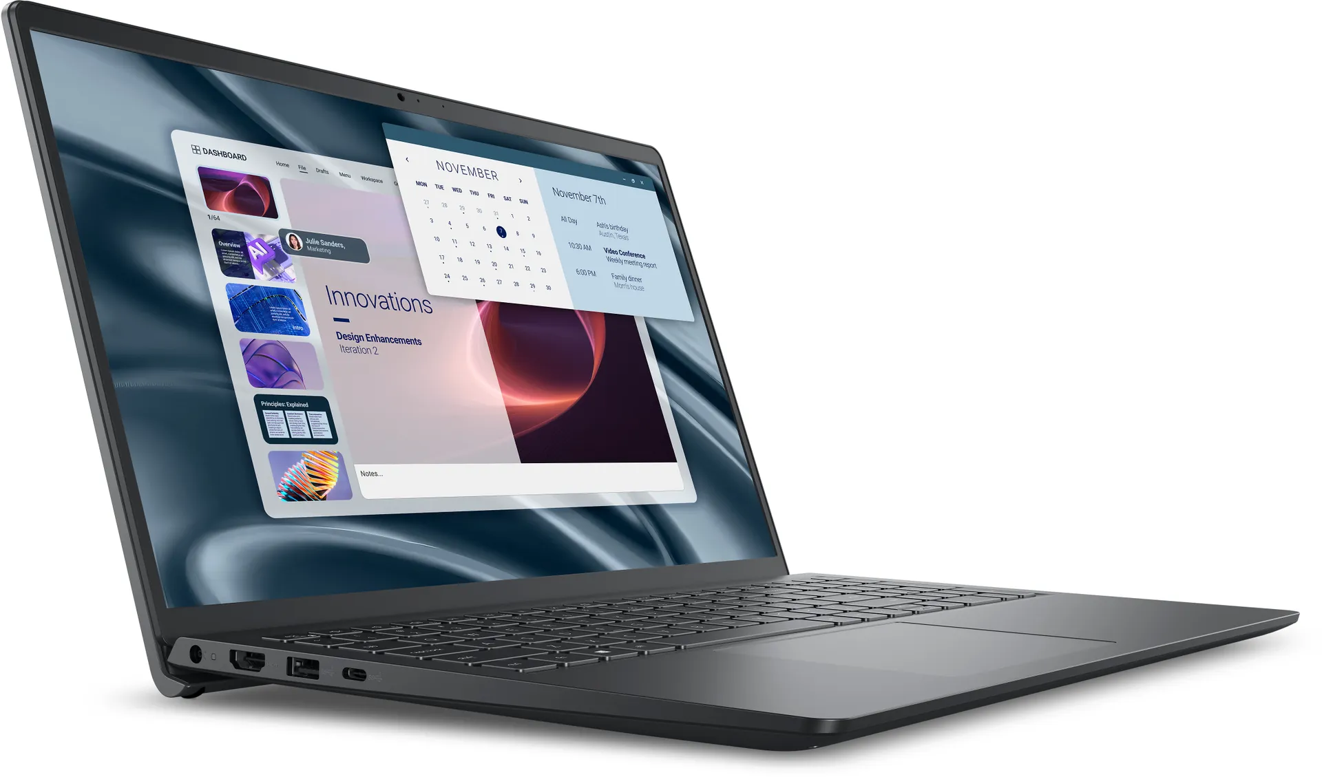 DELL Pro 15 Essential PV15255 AMD Ryzen™ 3 7320U Laptop 39,6 cm (15.6") Full HD 8 GB LPDDR5-SDRAM 512 GB SSD Wi-Fi 5 (802.11ac) Windows 11 Pro Deutsch Schwarz – Bild 3