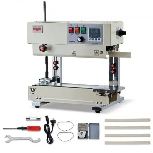 VEVOR Kontinuierliche Versiegelungsmaschine, 6-12 mm Siegelbreite, Vertikal, mit Rollendruck, Siegelmaschine Temperatur & Geschwindigkeit einstellbar, passend für 0,03-0,8 mm Plastikbeutel VEVOR Kontinuierliche Versiegelungsmaschine, 6-12 mm Siegelbreite, Vertikal, mit Rollendruck, Siegelmaschine Temperatur & Geschwindigkeit einstellbar, passend für 0,03-0,8 mm Plastikbeutel
