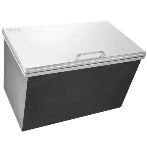 VEVOR Drop-in-Eisbox, 24 L Edelstahl-Eiskühler, 610 x 508 x 382 mm Kommerzieller Eisbehälter mit Klappdeckel, Eingebaute Eisspeichertruhe, Abflussrohr und Ablassstopfen im Lieferumfang Enthalten – Bild 9