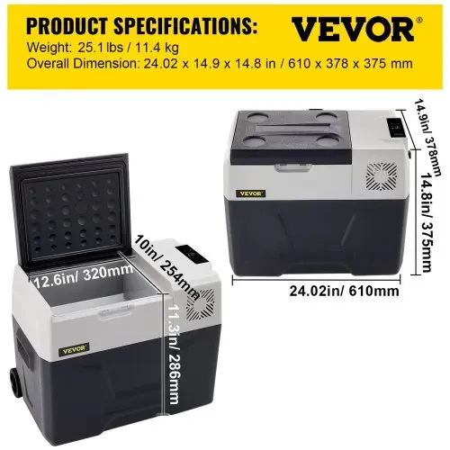 VEVOR 30L Autokühlschrank Kompressorkühlbox Edelstahl Urlaub Isolierbox Mini Kühlschrank Kühlbox Auto und Steckdose – Bild 6