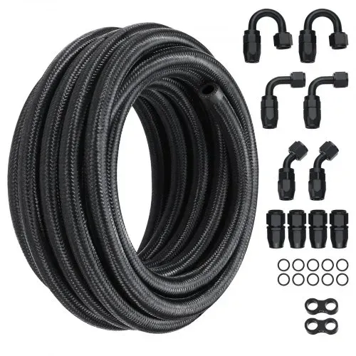 VEVOR 6-AN-Kraftstoffleitungssatz, 609,6 cm Kraftstoffschlauchsatz, 0,34"-Nylon-Edelstahl-Geflecht-Kraftstoffleitungs-Öl-/Gas-/Diesel-Schlauchendstück-Anschlusssatz 12-teiliger Drehgelenk-Adaptersatz – Bild 8