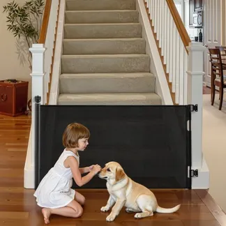 VEVOR Einziehbares Babygitter Hundegitter ausziehbar auf 143 cm (B) / 795 mm (H), Treppenschutzgitter mit Sicherheitsschloss, Schutzgitter aus Netzgewebe für Treppen Flure drinnen/draußen, Schwarz VEVOR Einziehbares Babygitter Hundegitter ausziehbar auf 143 cm (B) / 795 mm (H), Treppenschutzgitter mit Sicherheitsschloss, Schutzgitter aus Netzgewebe für Treppen Flure drinnen/draußen, Schwarz