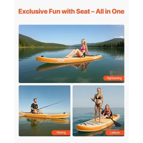 VEVOR aufblasbares Stand Up Paddle Board (323 x 83,8 x 15,2 cm) Paddleboard mit einem Sitz, Komplettset inkl. Pumpe Paddel Finne Rucksack, Knöchelleine Gurt, für Jugendliche und Erwachsene – Bild 5
